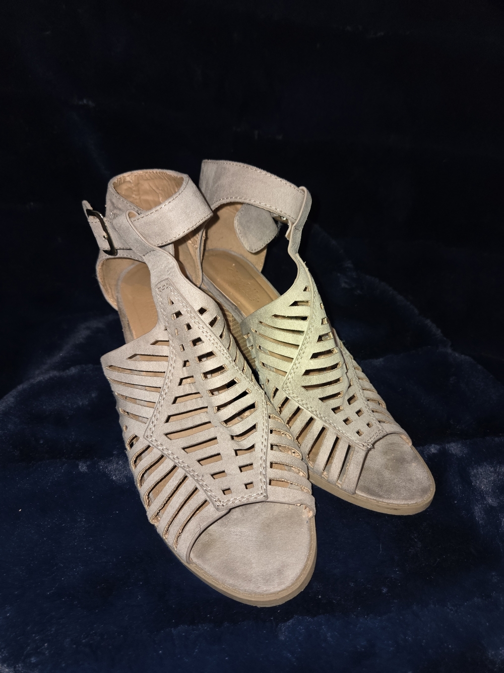 Charlotte Russe Taupe Strappy Cutout Heels